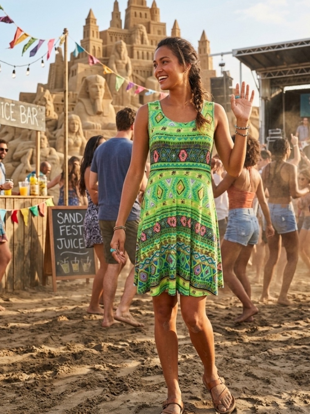 Papillon Tribal Sleeveless Midi Dress